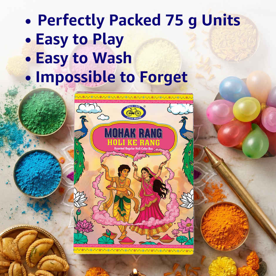Mohak Rang Holi Ke Rang Assorted Regular Holi Colour Box | 5 x 75 g | Cycle