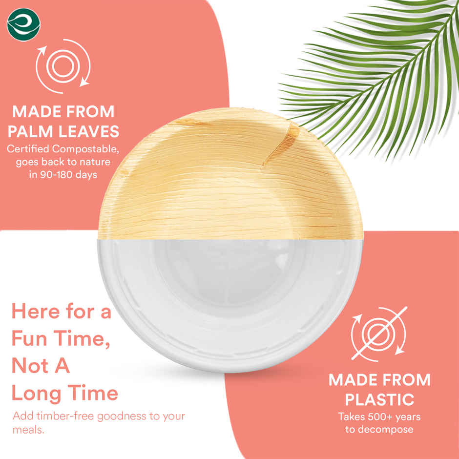 Palm Leaf Bowl | Round | 210 ml | 10 Count | Eco Soul