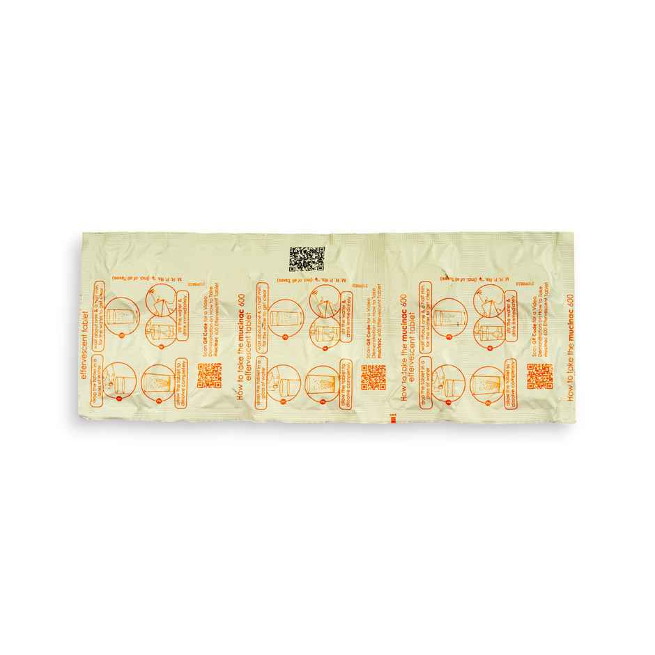 Mucinac 600 Orange Flavour Sugar Free Effervescent Tablet