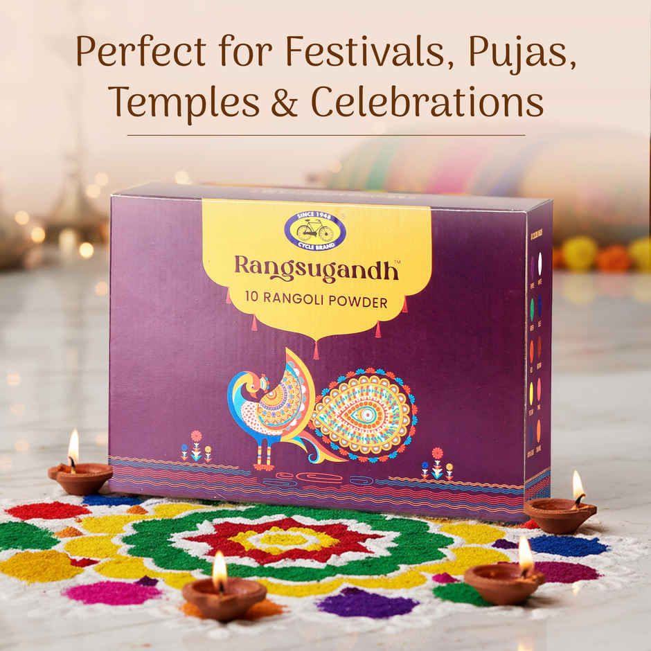 Rangoli Color Box Bottles | For Festivals & Home Decor | Pack Of 10 | Cycle