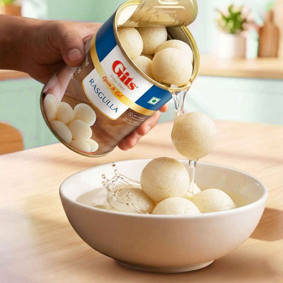Gits Rasgulla Open & Eat Tin | Soft & Juicy