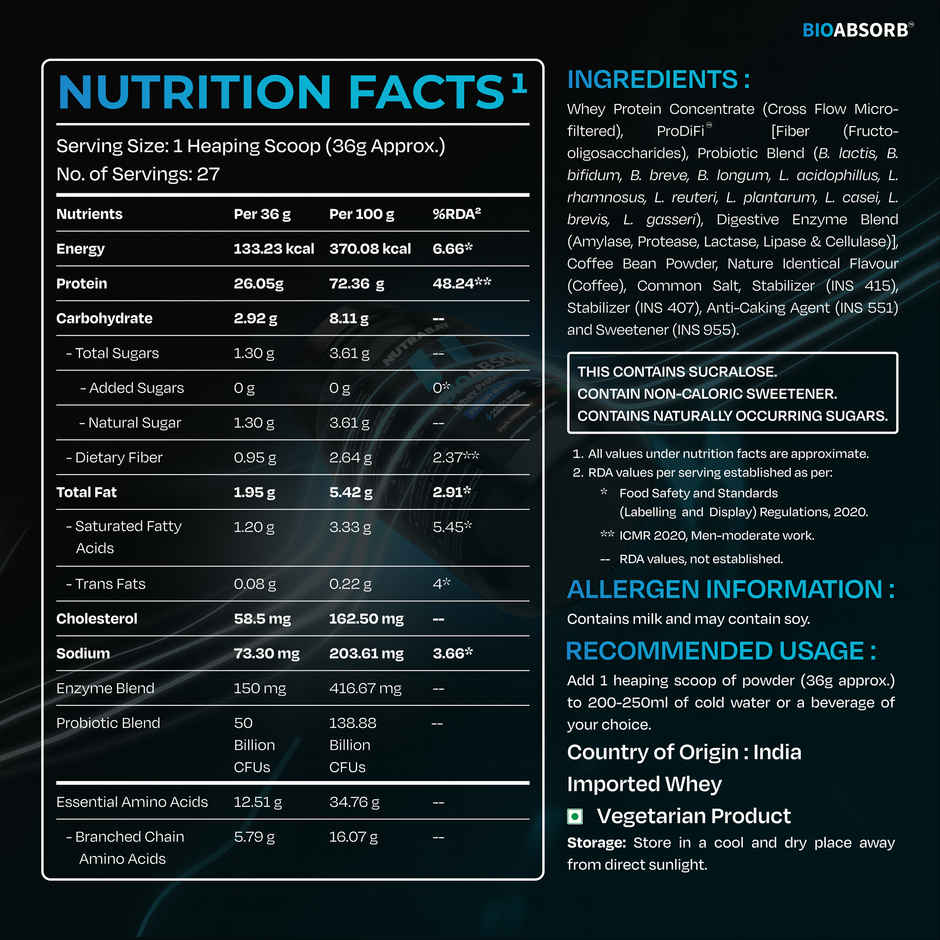 Nutrabay BioAbsorb Whey Protein Powder - Dalgona Coffee