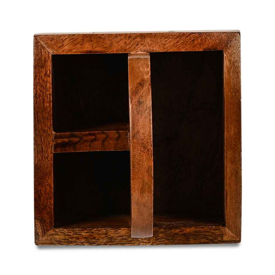 ESTORIA COLLECTIVE Acacia Wooden Cutlery Holder 3 Partition