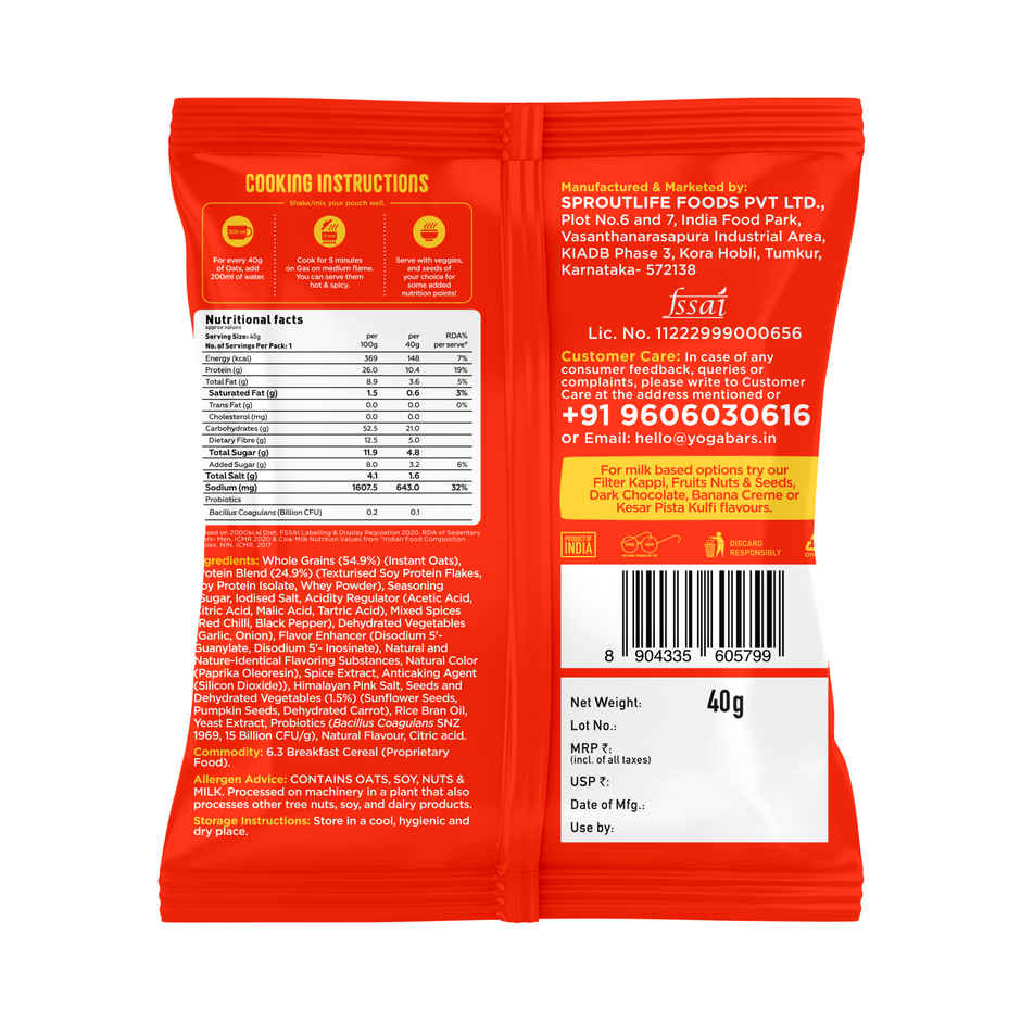 Yoga Bar High Protein Oats Korean Fire | 26g Protein
