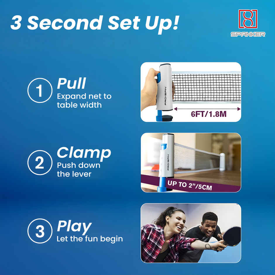 Spanker Sports Kids Table Tennis Set, 2 TT Bats & 3 Balls, Beginner Indoor Play Set