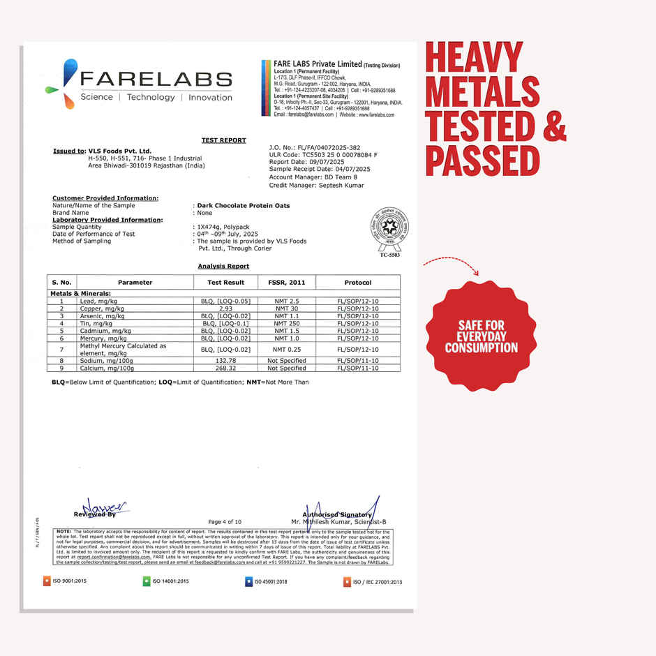 DOCTOR'S CHOICE Oats, 27g Pure Protein, Jaggery Sweetened, No Additives & No Sugar Pouch