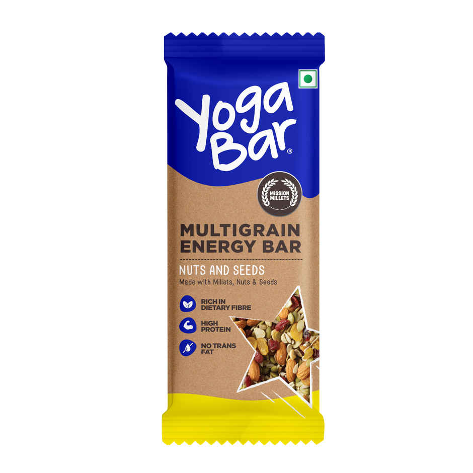 Yogabar Multigrain Energy Bars , Nuts and Seeds 35g - with Nuts,Oats,Millets, Gluten Free,Granola Bar
