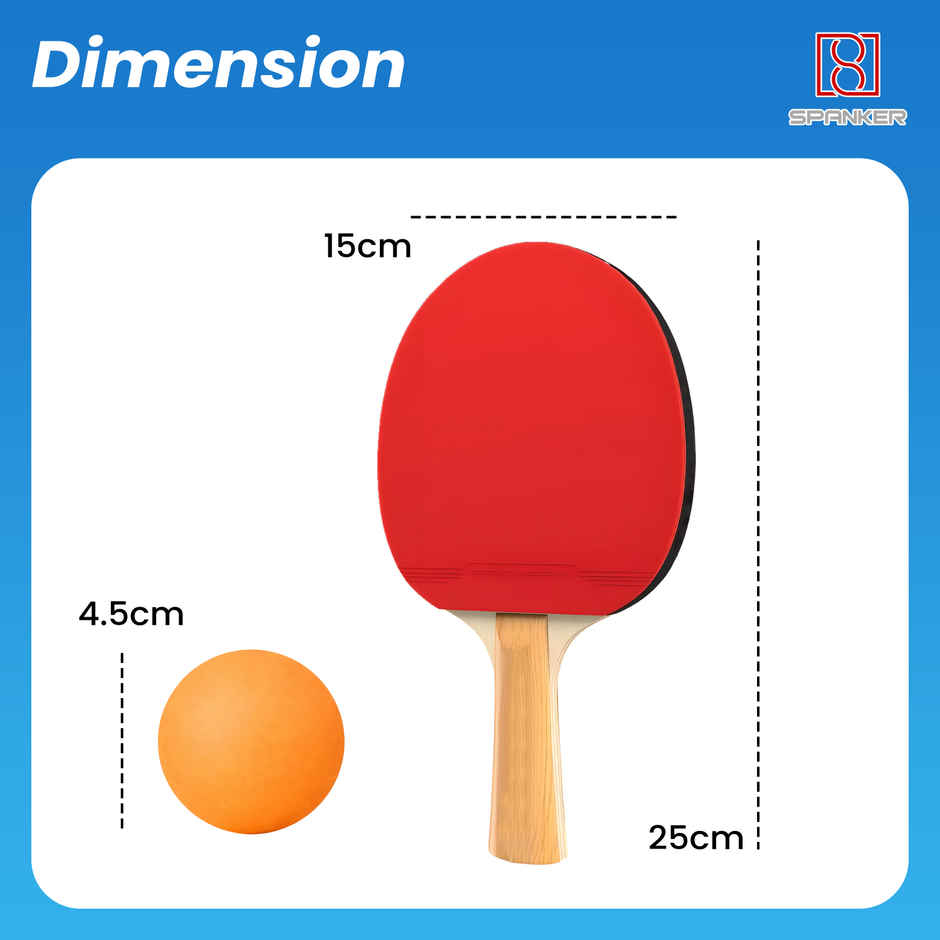 Spanker Sports Kids Table Tennis Set, 2 TT Bats & 3 Balls, Beginner Indoor Play Set