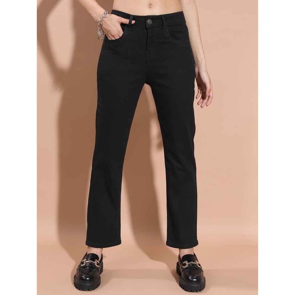 Tokyo Talkies Women's Boyfriend Fit Stretchable Jeans | Black - 34