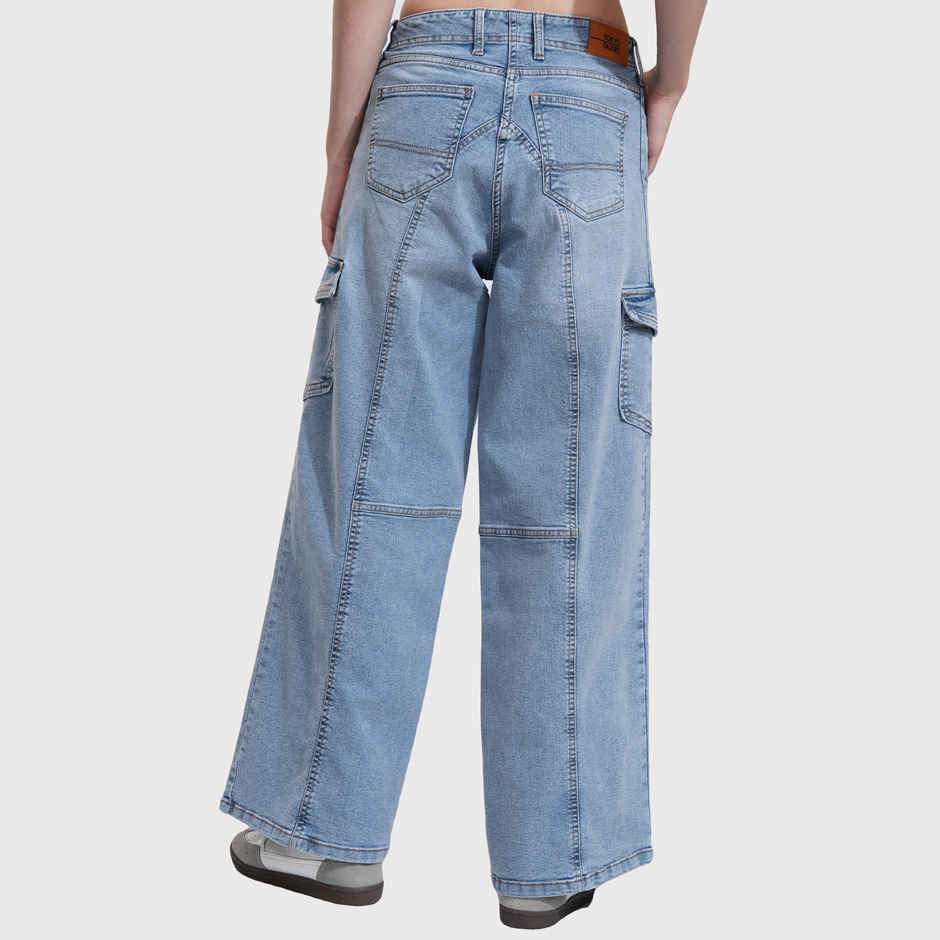 Tokyo Talkies Women's Cargo Jeans | Light Blue - L