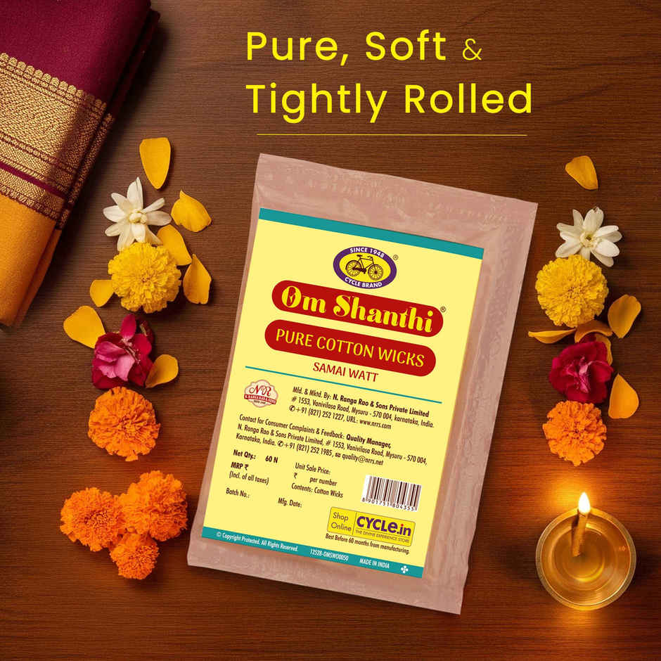 Om Shanthi Long Cotton Wicks Samai Watt | Cycle