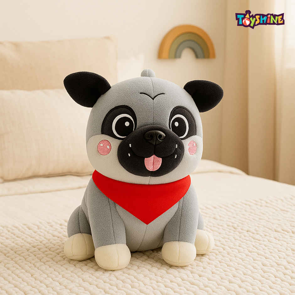 Spanker Puppy Soft Toy | Cute Plush Dog with Red Scarf for Kids Decor - 25 cm