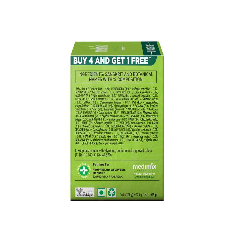 Medimix Ayurvedic Natural Glycerine with Lakshadi Oil Pack of 5