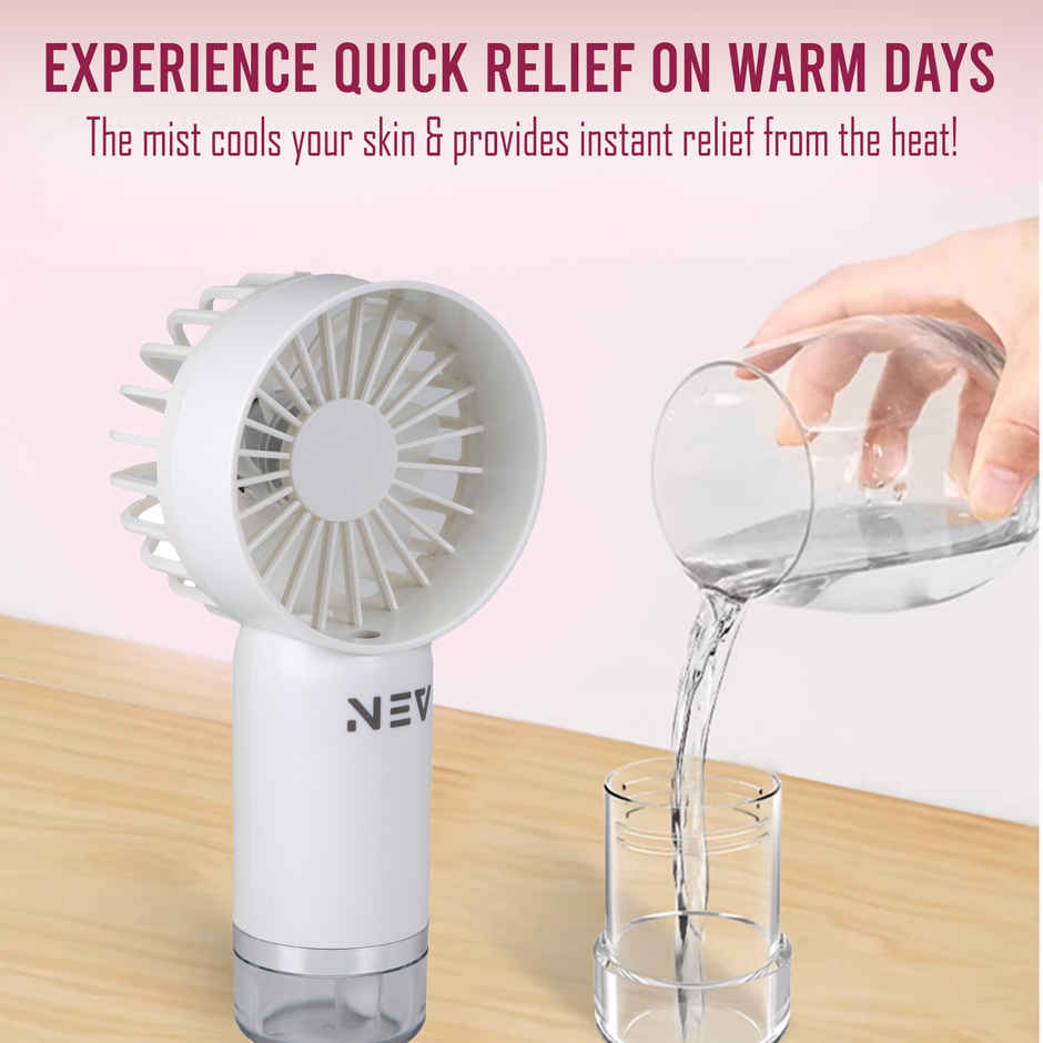 Nev Aero Mist Portable Fan, Handheld Design, White