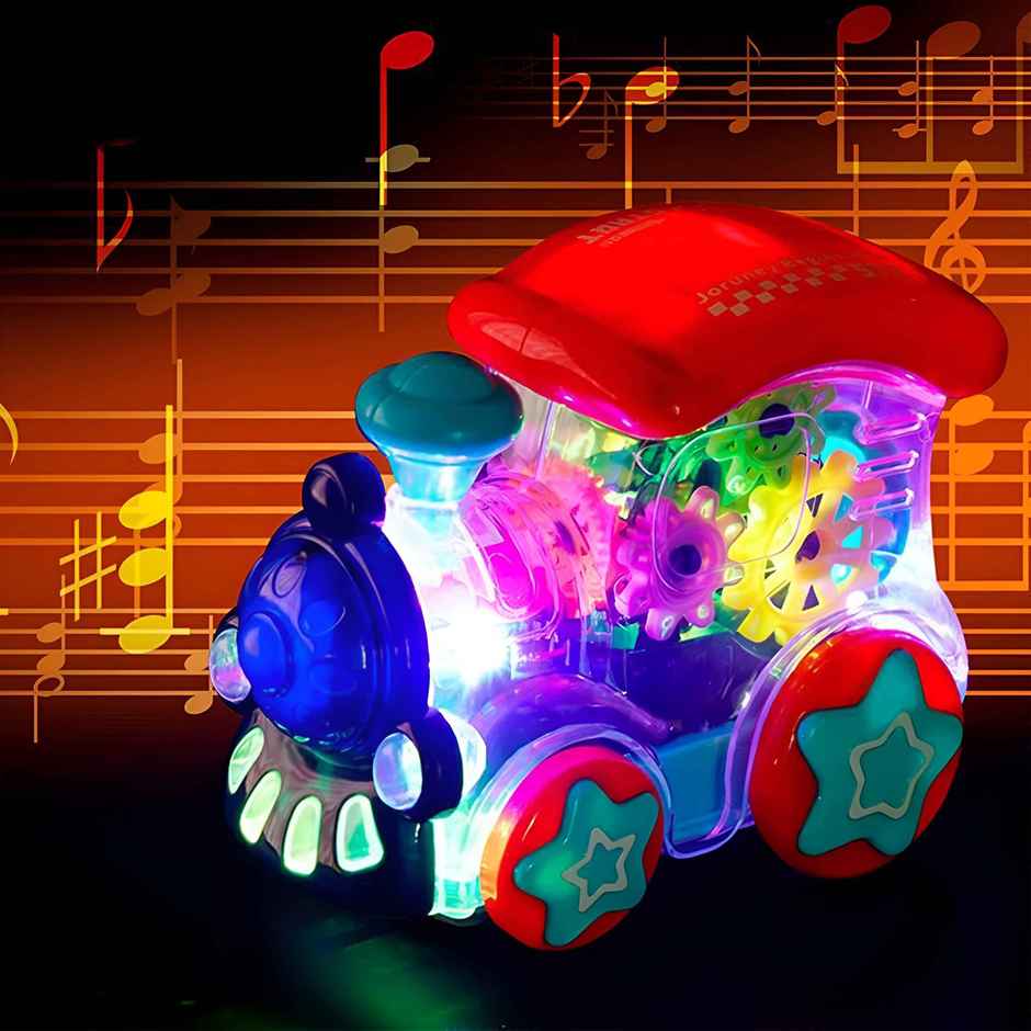 Toyshine Musical Train Engine Toy With 3d Lights - Transparent Vehicle for Kids | 2-5 Yrs