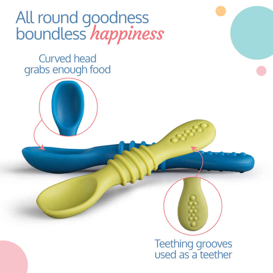 LuvLap Silicone Spoons for Baby Feeding and Led Weaning Feeding and Training Spoons