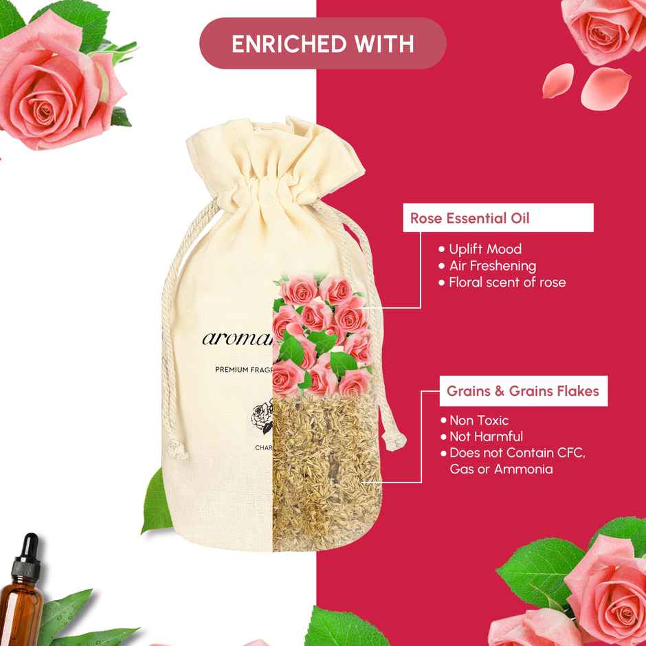 Aromahpure Premium Car Perfume Flakes | Charming Rose-Bulgarian Rose| Last Upto 30 days