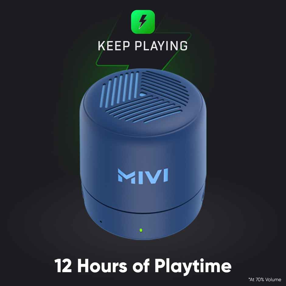 Mivi Play 5W Bluetooth Speakers Wireless with 12 Hours Playtime. Wireless Speaker Made in India with Exceptional Sound Quality, Portable and Built in Mic-Blue
