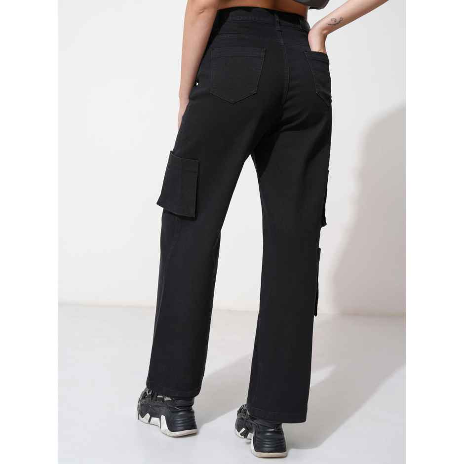 Tokyo Talkies Women's Wide Leg Cargo Stretchable Jeans - 32