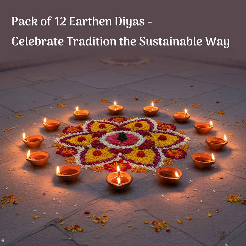 Navin Handmade Mitti Diya | Kacha Diya | Traditional | Clay | Pack Of 12 | Cycle