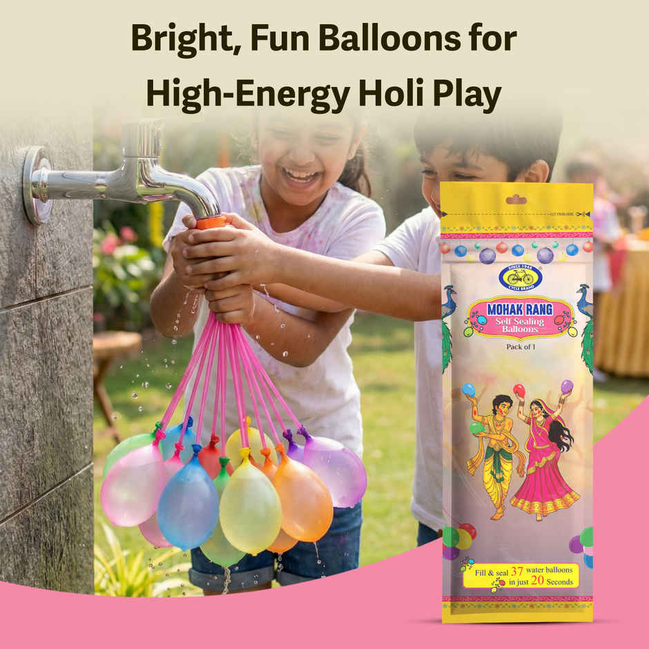Mohak Rang Holi Self Sealing Water Balloons | Pack of 37 | Cycle