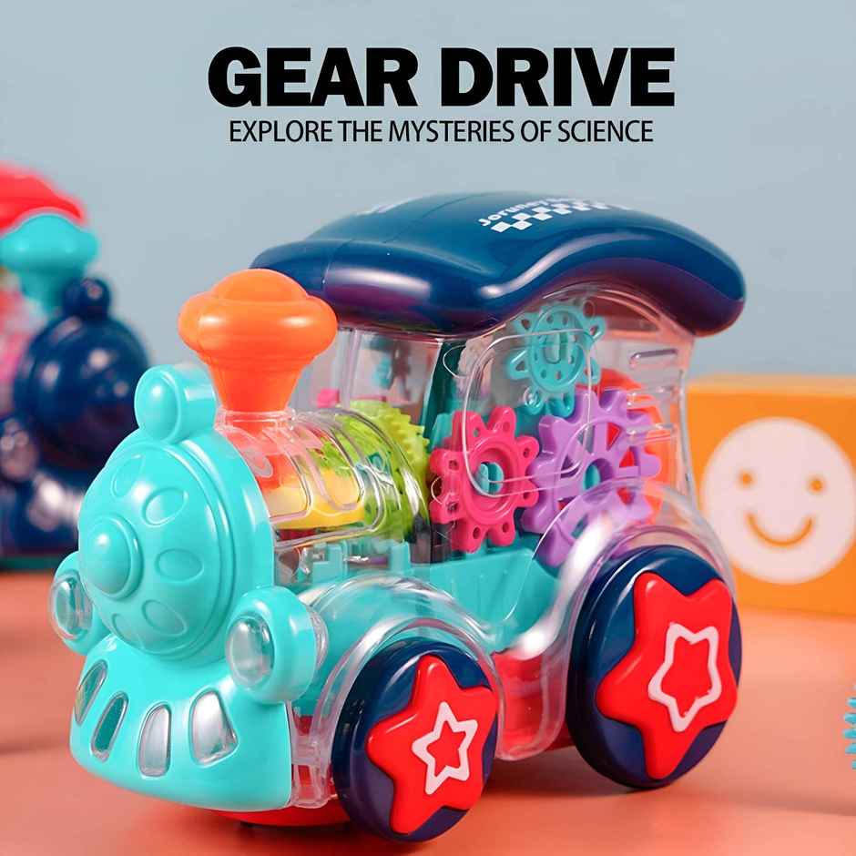 Toyshine Musical Train Engine Toy With 3d Lights - Transparent Vehicle for Kids | 2-5 Yrs
