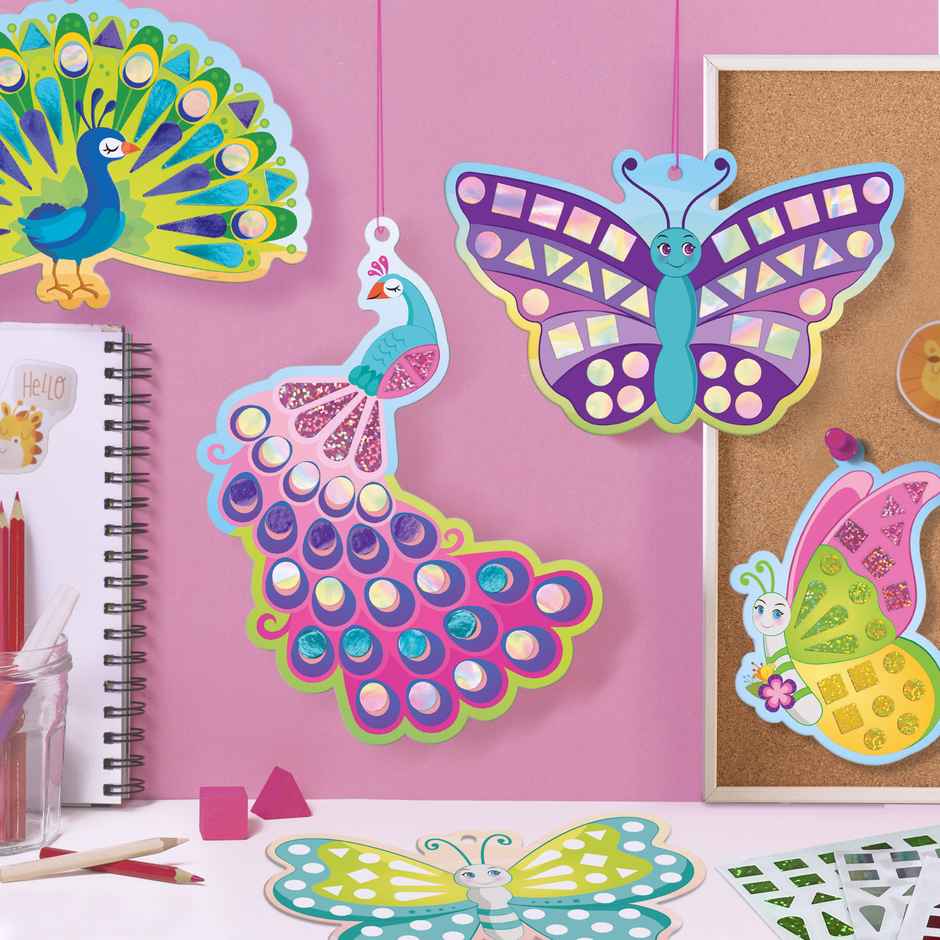 Imagimake DIY Mirror Mosaic - Butterfly & Peacock | Art & Craft Toys for Kids Gifting (3+ Years)