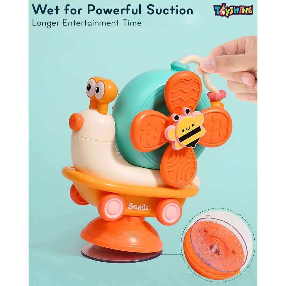 Toyshine Sensory High Chair Snail Toy With Suction Cup - Montessori Spinner Toy