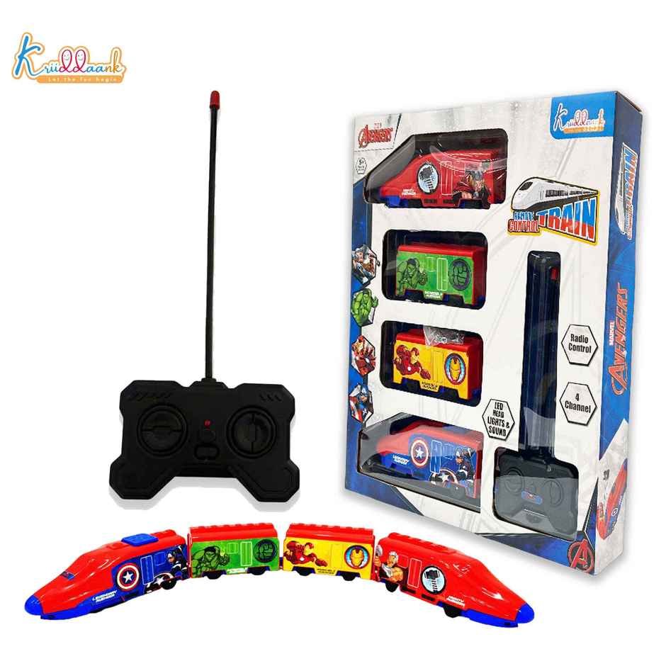 Kriiddaank Marvel Avengers RC Train Toy with Remote Control, Lights and Sounds, Rechargeable EMU