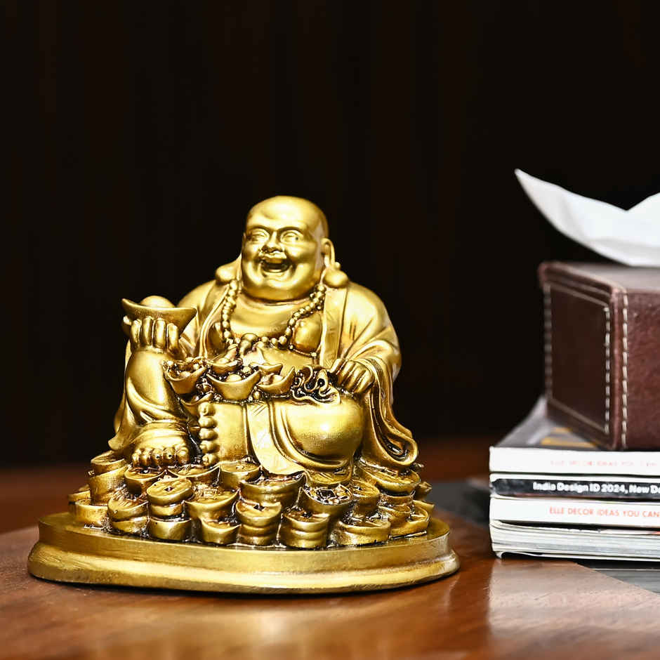 Laughing Buddha Idol Home & Office Feng Shui Decor for Good Fortune & Abundant Energy | HINDCRAFT