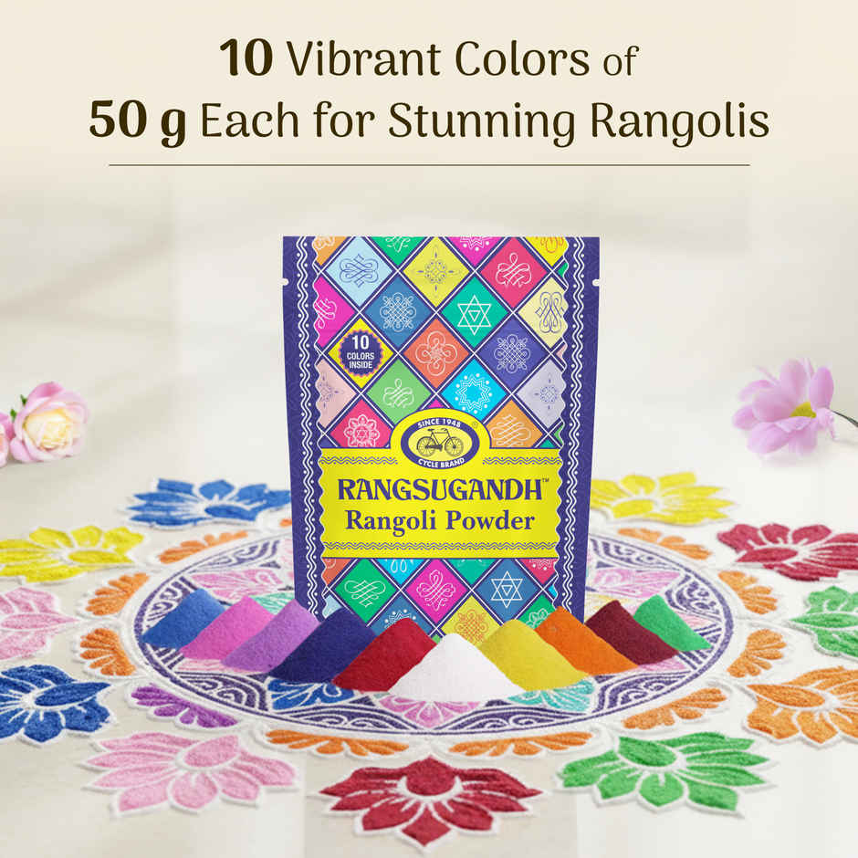 Rangoli Colour Powder Set | Rangoli Making Powder for Festivals & Home Decor | Cycle