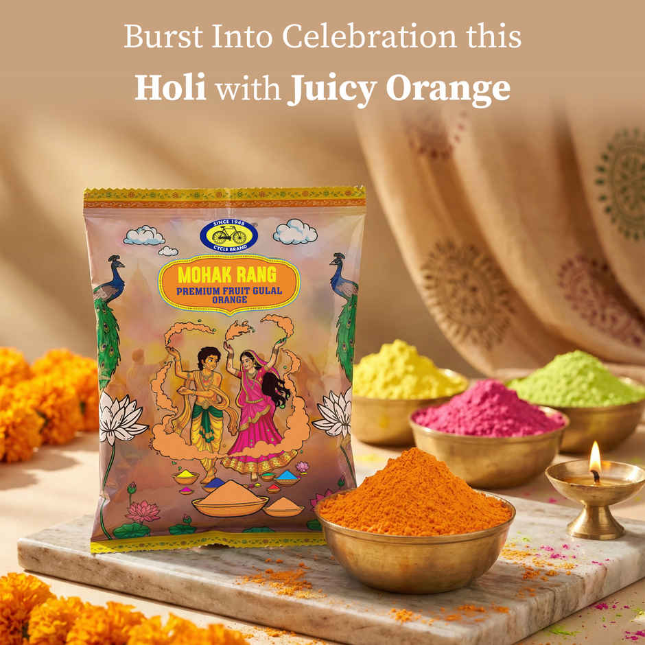 Mohak Rang Fruit Holi Gulal | Premium Orange | Cycle