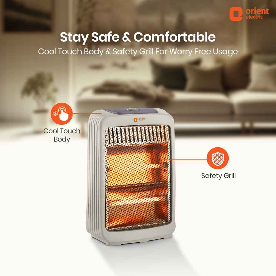 Orient Electric Stark Quartz Room Heater|800W Power|2 Heating Rods|1 Year Warranty|800 Watts| White