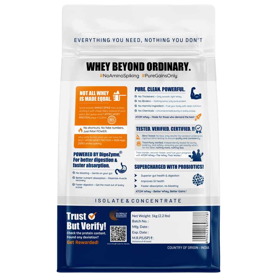 AS-IT-IS Nutrition ATOM Whey Protein with DigeZyme 1kg | French Vanilla