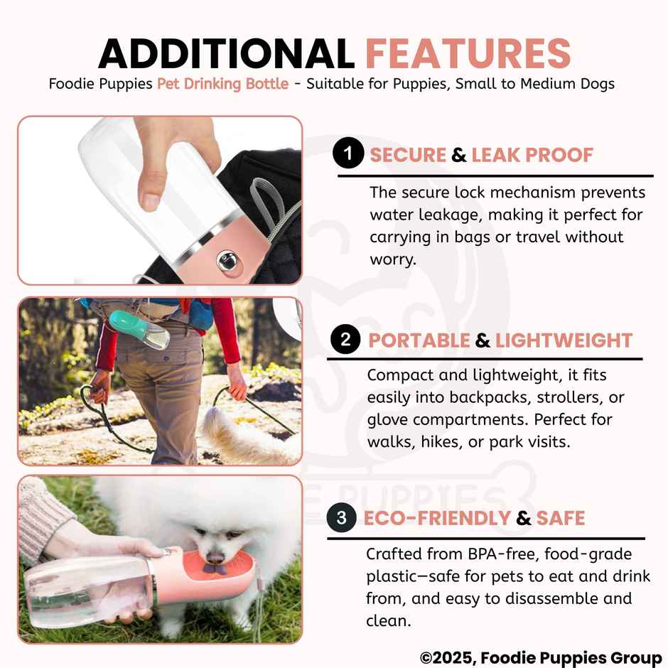 Foodie Puppies Leak-Proof Pet Water Dispenser Bottle for Dogs & Puppies | 500 ml