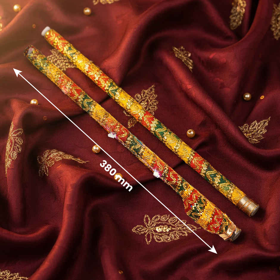 Navratri Wooden LED Dandiya Sticks | Traditional Garba Dandia Sticks | Multicolour | Cycle Pure