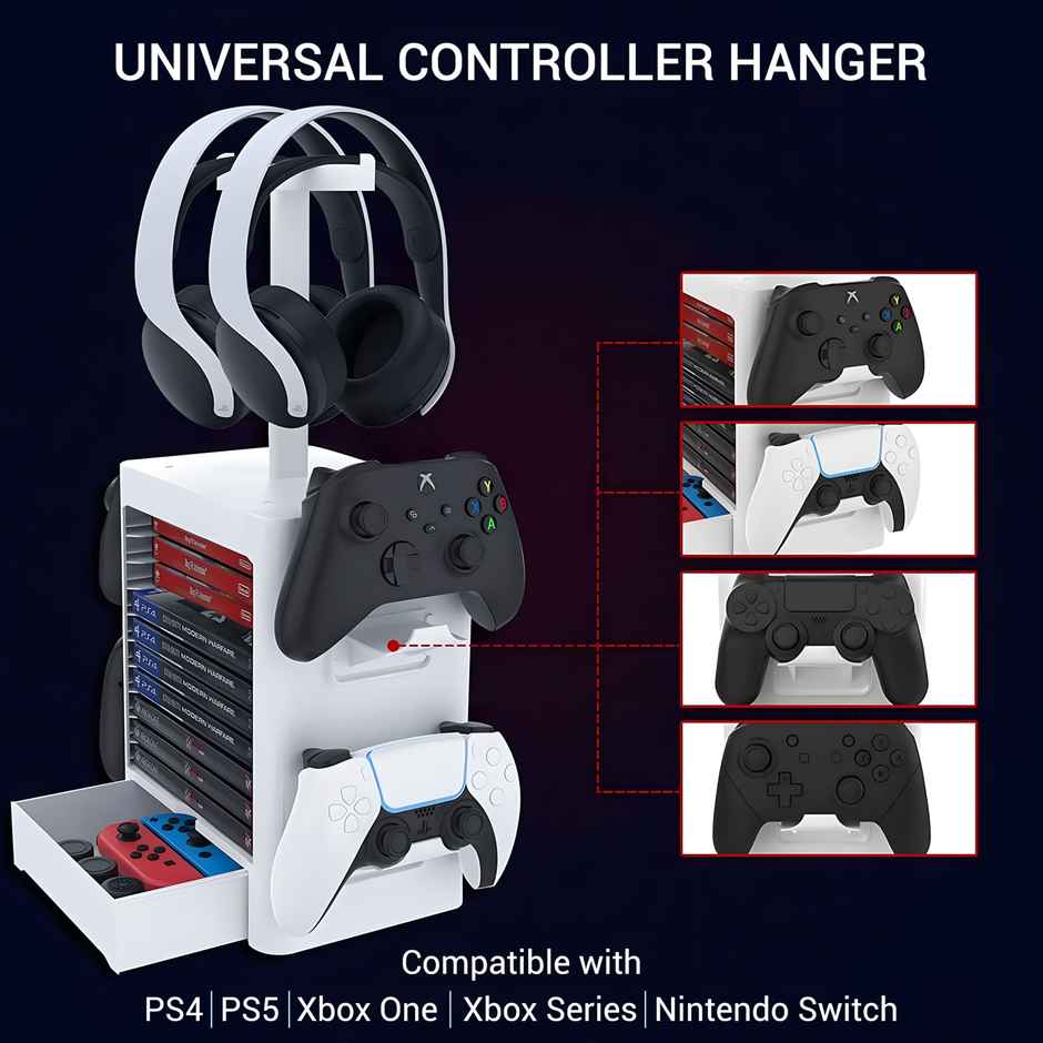 Ant Esports Game Disc Storage Tower | Controller Holder Headset Stand | Nintendo Switch | Black