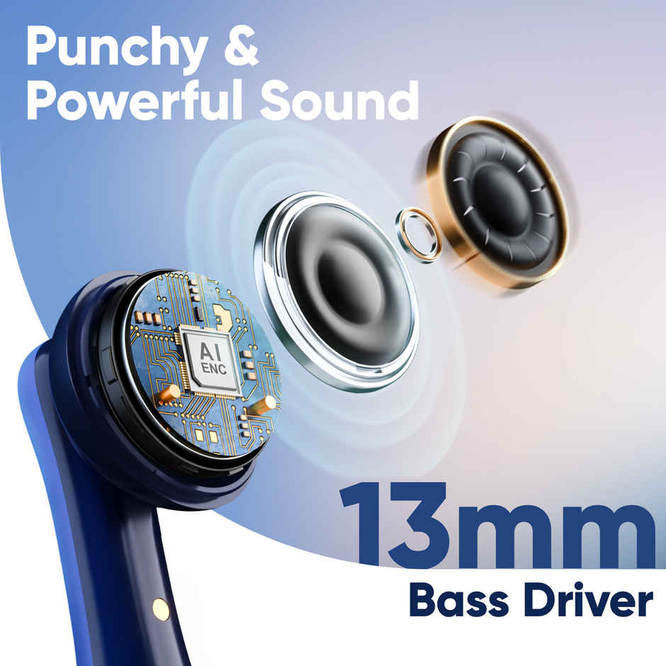 Mivi DuoPods Marathon TWS, 70H Playtime, 13mm Drivers, AI ENC Calls, IPX4, BT 5.3