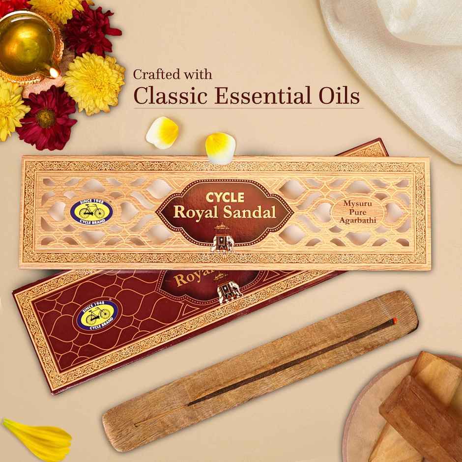 Royal Sandal (Chandan) Agarbatti | 30N  Incense Sticks, 1N Holder | Cycle