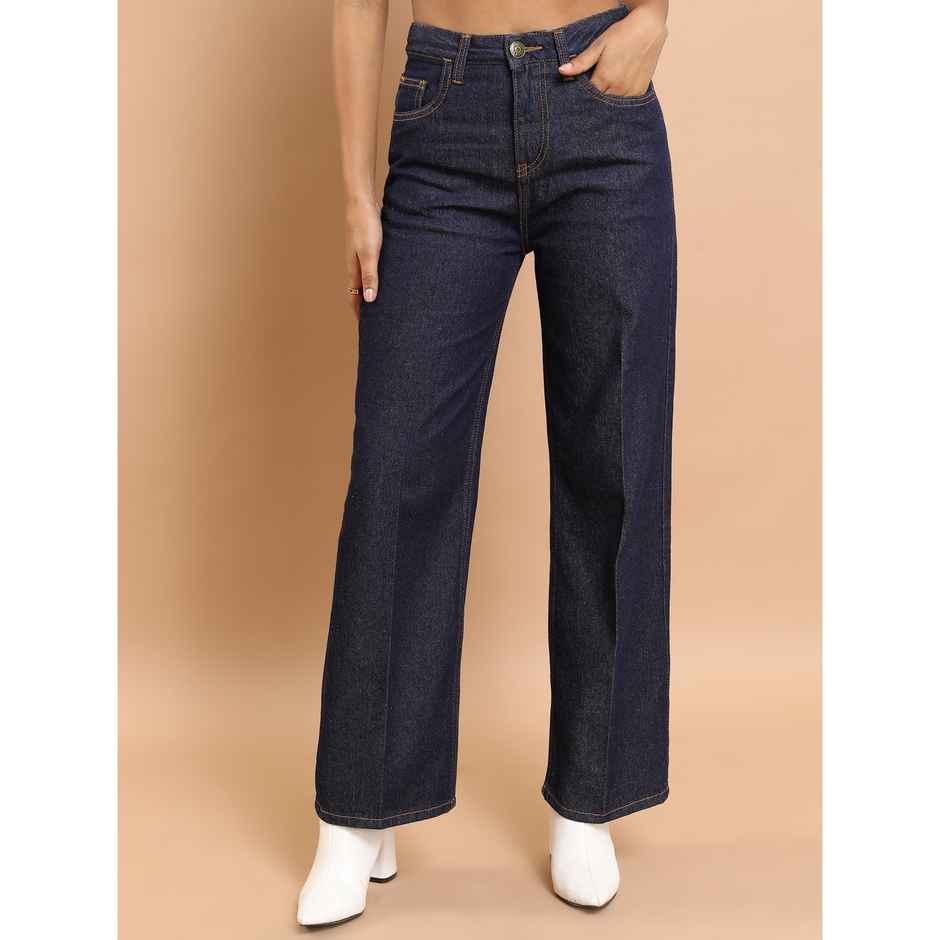 Tokyo Talkies Women's Flared Clean Look Cotton Jeans | Indigo - 28