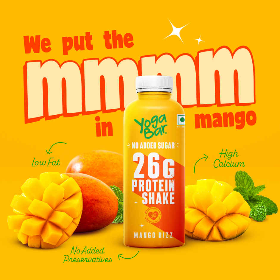 Yoga Bar 26g Protein Shake Mango Rizz, No Added Sugar, Rich In Calcium, 171 Calories