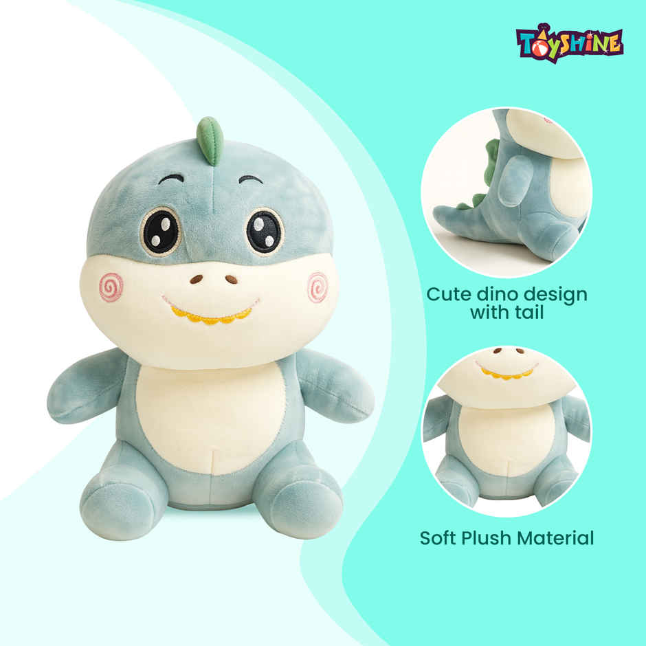 Spanker Dinosaur Soft Toy | Cute Plush Dino for Kids & Room Decor | Blue - 28 cm