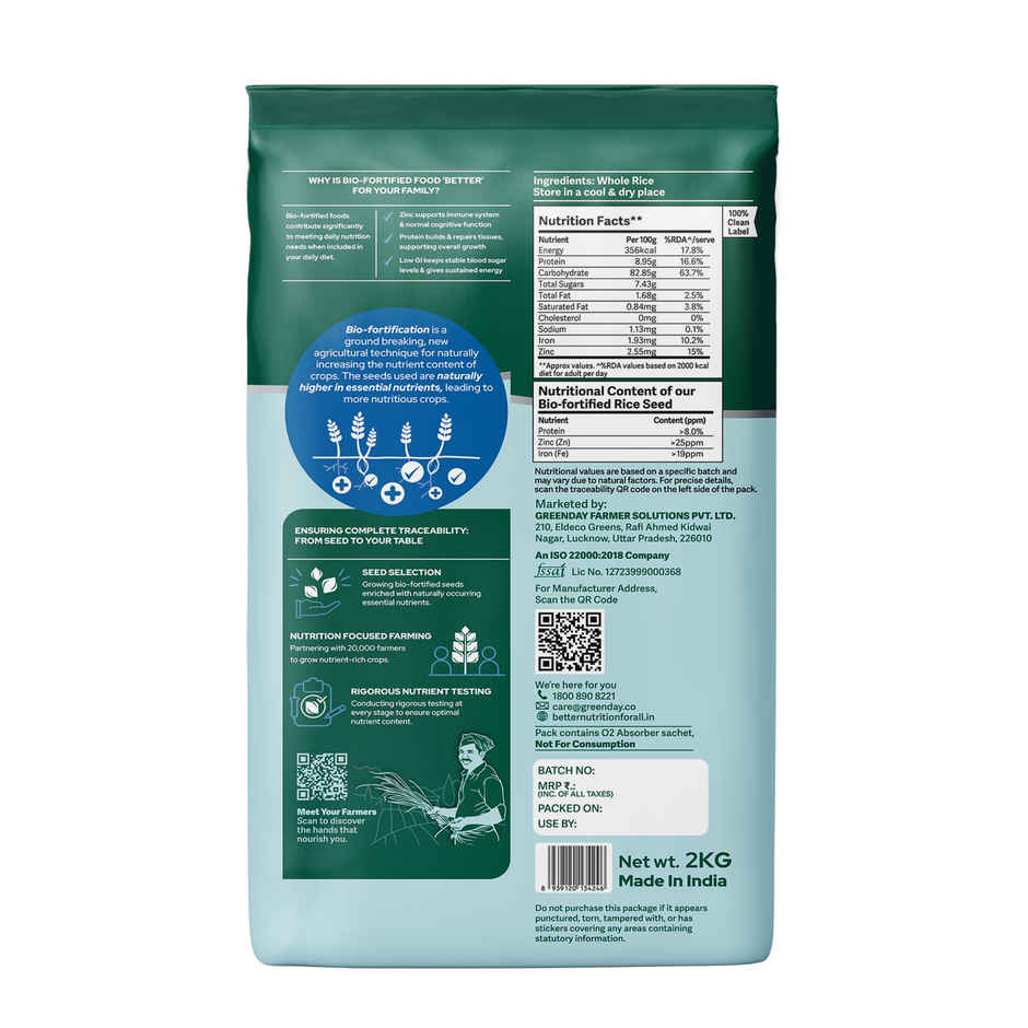 Better Nutrition Biofortified Low GI Basmati Rice | High Protein | Rich in Zinc