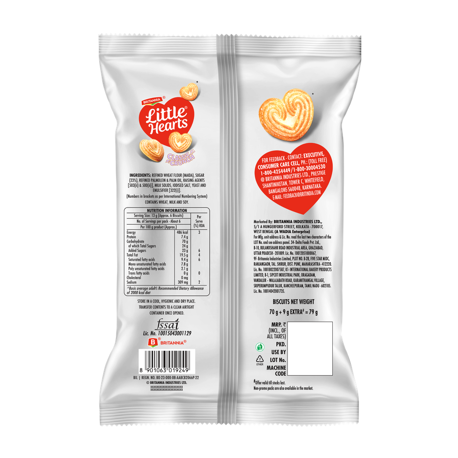 Britannia Little Hearts Classic Crunch Biscuits