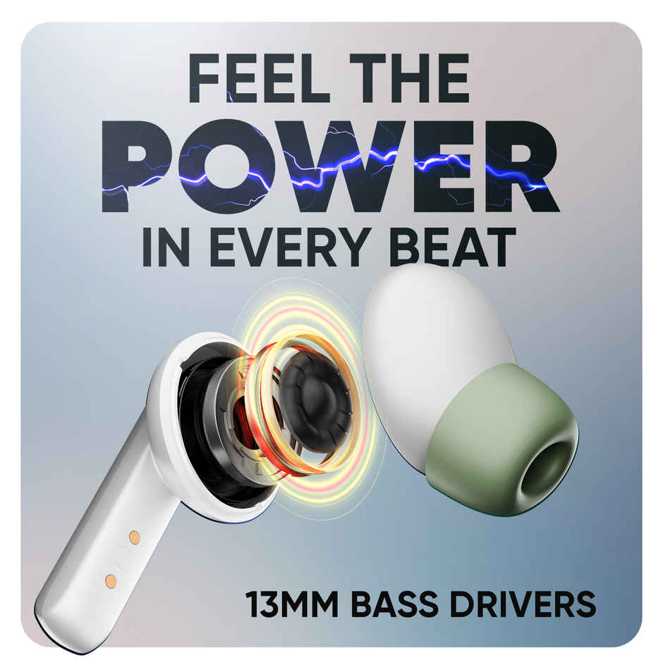 Mivi DuoPods Sync TWS, 60H Playtime, 13mm Drivers, AI ENC Calls, IPX4, BT 5.3