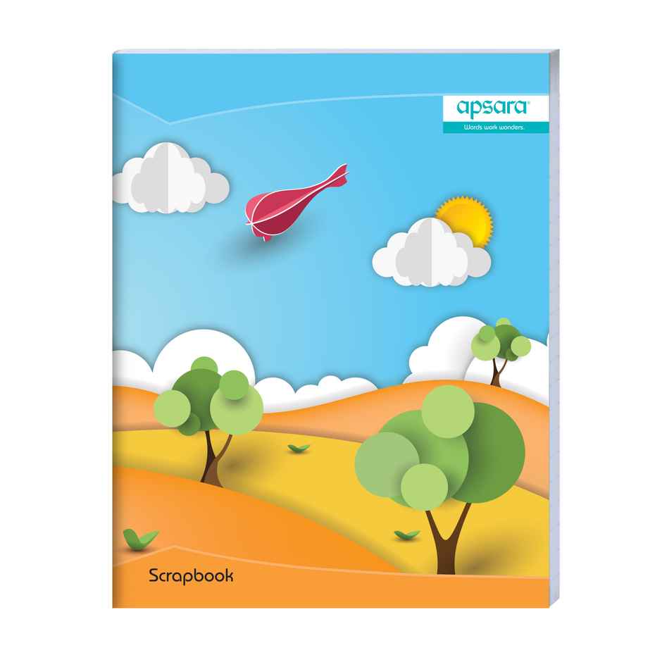 Apsara Scrapbook for Students | Center Staple | A4 Size Approx | Unruled | Assorted