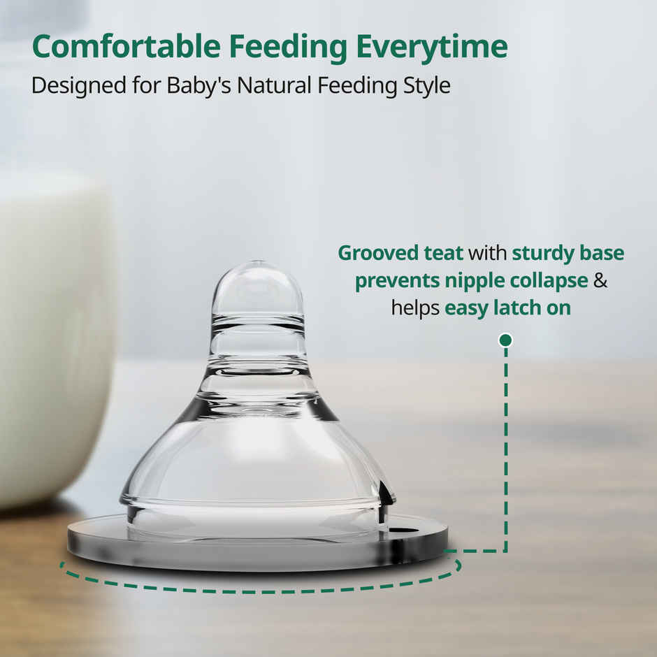 LuvLap Anti Colic Natura Flo Teat Nipple for Wide Neck Bottle Variable Flow 9m