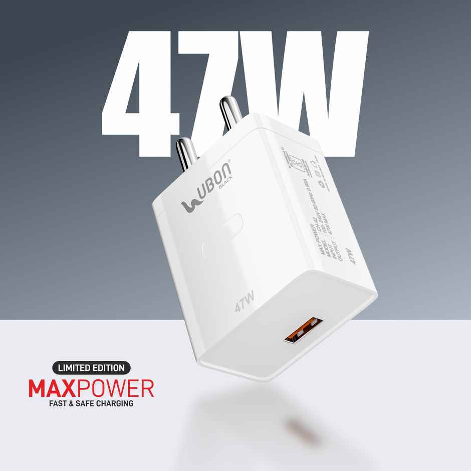 UBON 47W Fast Charging Charger with USB Port | Type C Cable Included