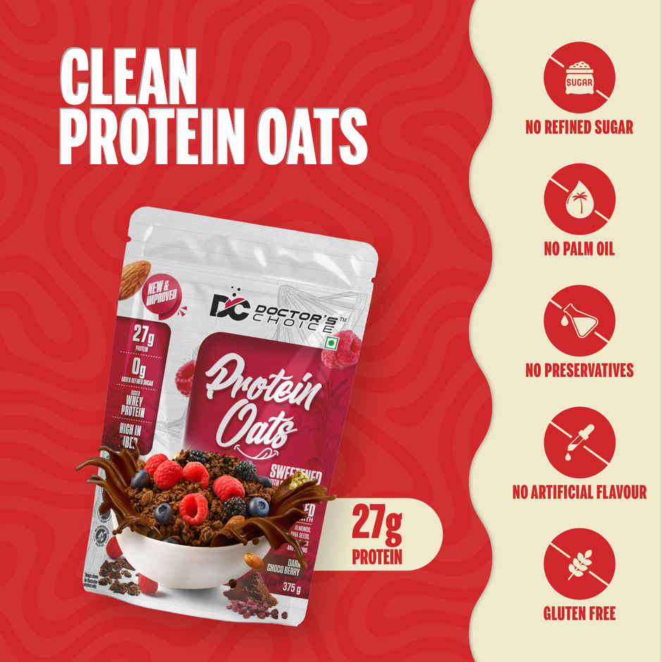 DOCTOR'S CHOICE Oats, 27g Pure Protein, Jaggery Sweetened, No Additives & No Sugar Pouch