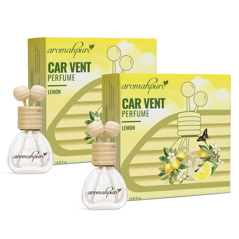 Aromahpure Car Perfume Vent Clip with Reed Stick | Lemon Fragrance | Last upto 30 days - Pack Of 2